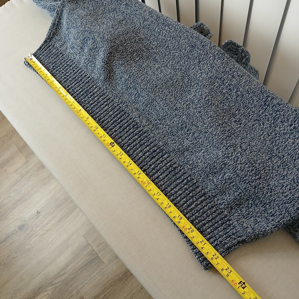 Mutual Weave Button Collar Pullover Sweater Mens XXL cotton blue marl knit cozy - Picture 9 of 11